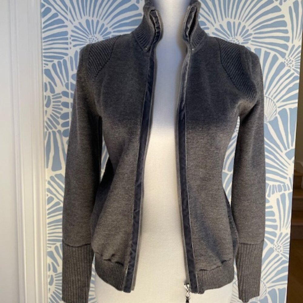 Malagrida Grey Wool Zip up Sweater with Velvet Sweater Size Small